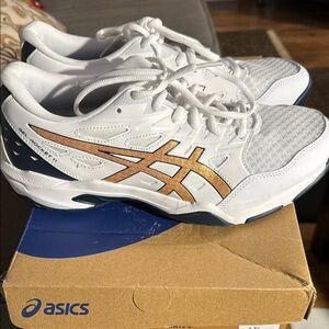 Asics White and Gold Athletic Shoes